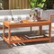Costway Patio Coffee Table 2-Tier Outdoor Side Rectangle Side Table Solid Wood Porch